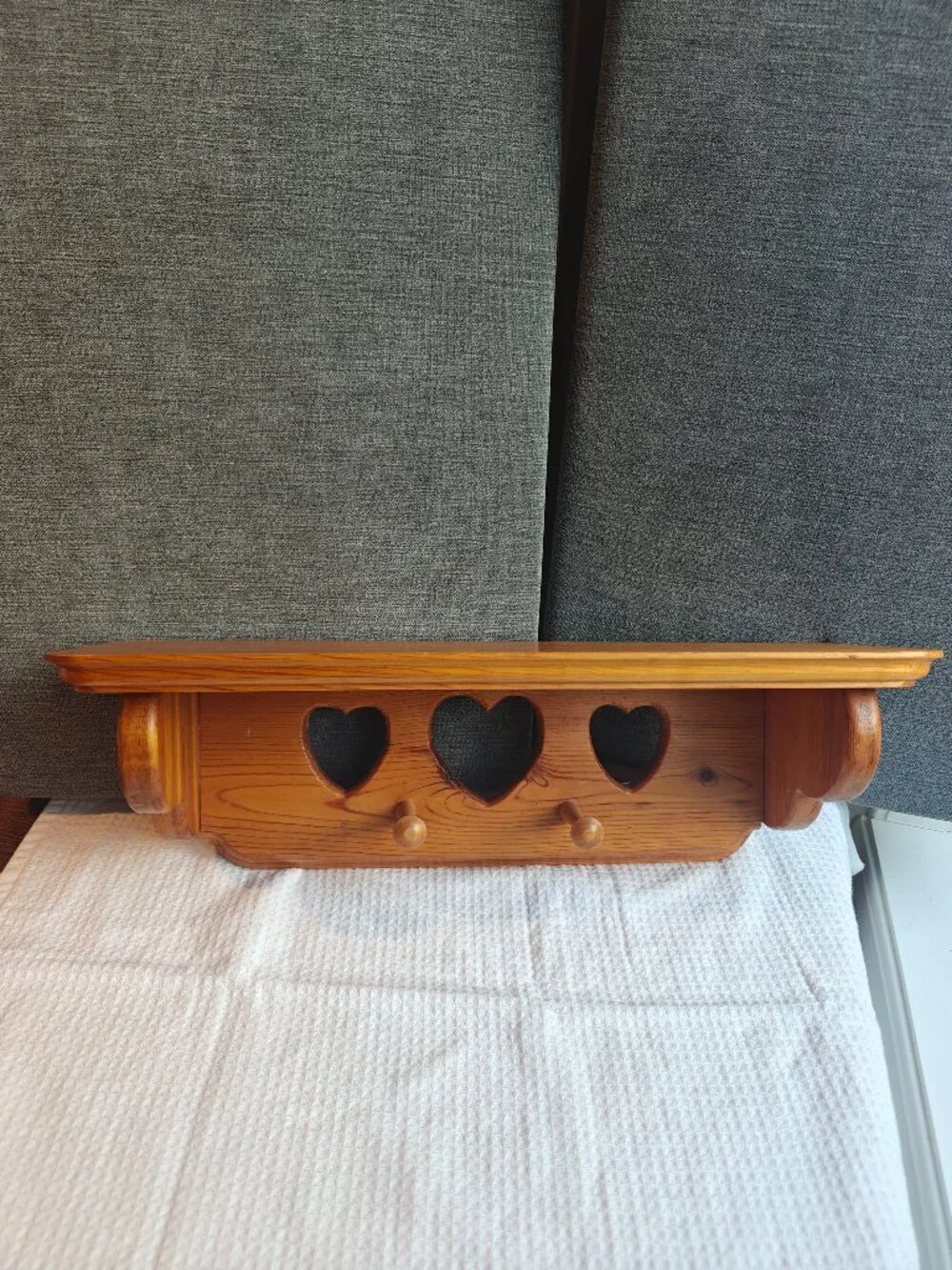 Vintage Solid Wood Heart Wall Shelf 18 in | Cottagecore Folk Art Display